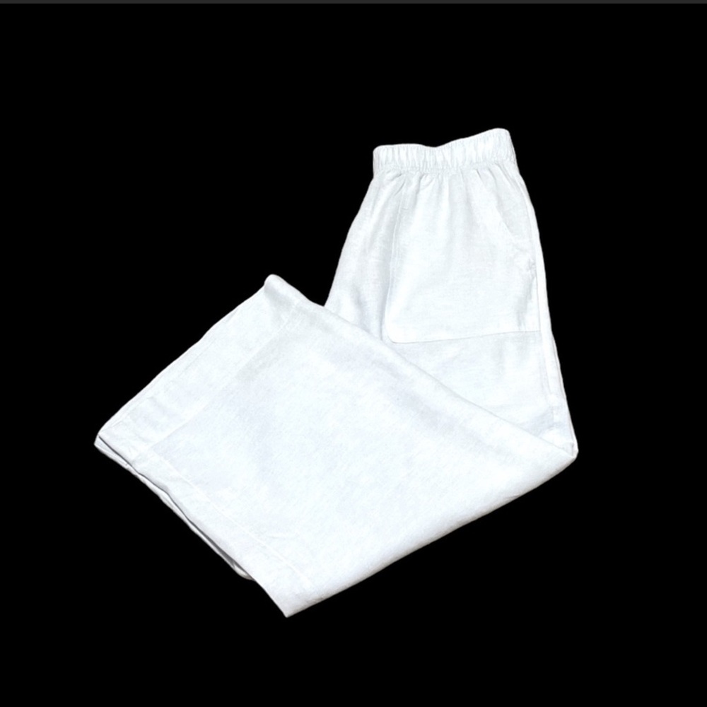 Sigrid Olsen Wide Leg Linen Capris (blue)